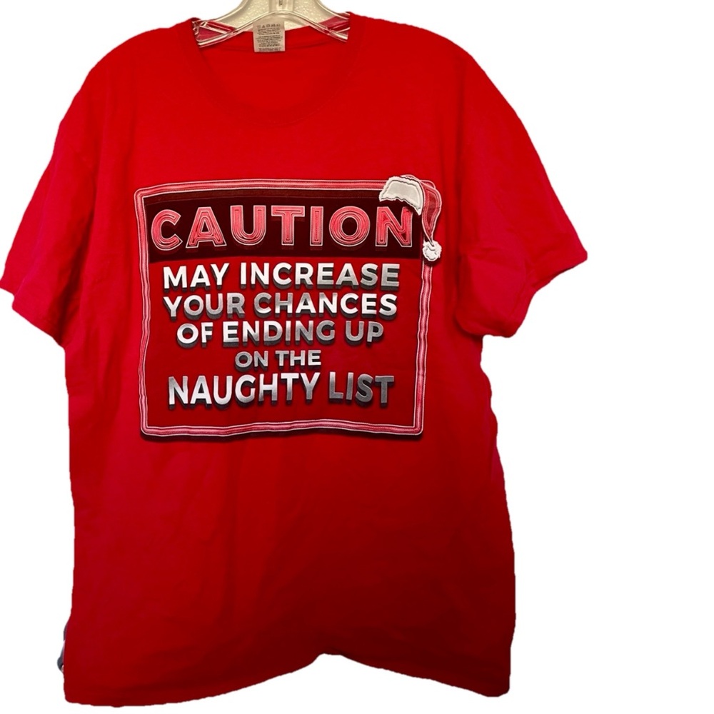 MENS Christmas NAUGHTY LIST Novelty TEE SHIRT Size Large EUC